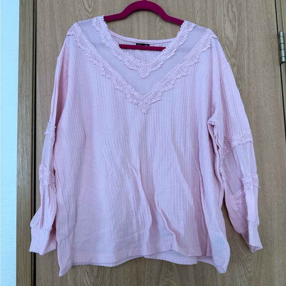 Torrid Soft Pink Lace Detail Blouse